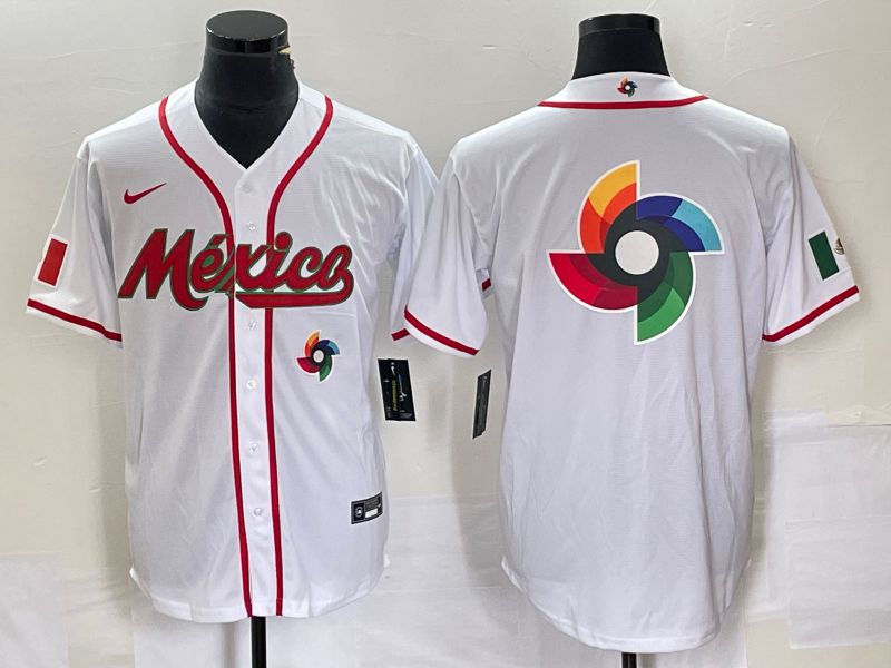 Men 2023 World Cub Mexico Blank White Nike MLB Jersey1->more jerseys->MLB Jersey